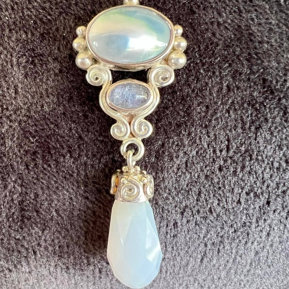 Sajen Necklace with Abalone, Amethyst and Moonstone